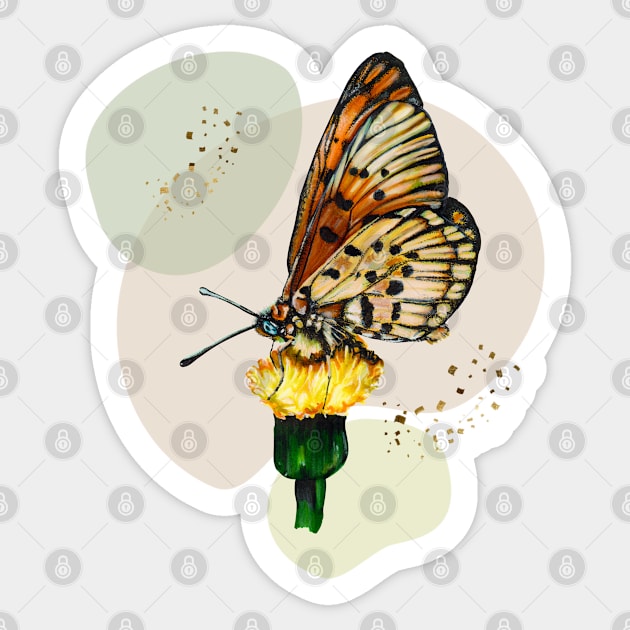 Monarch butterfly on a dandelion Sticker by RavenWolfCat